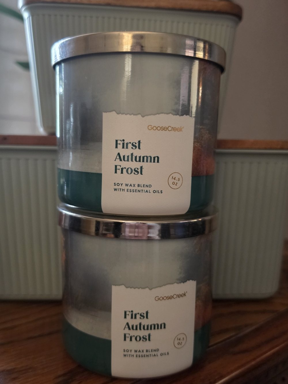 Goose Creek "First Autumn Frost" Teal Soy Wax Candle (Set of 2)